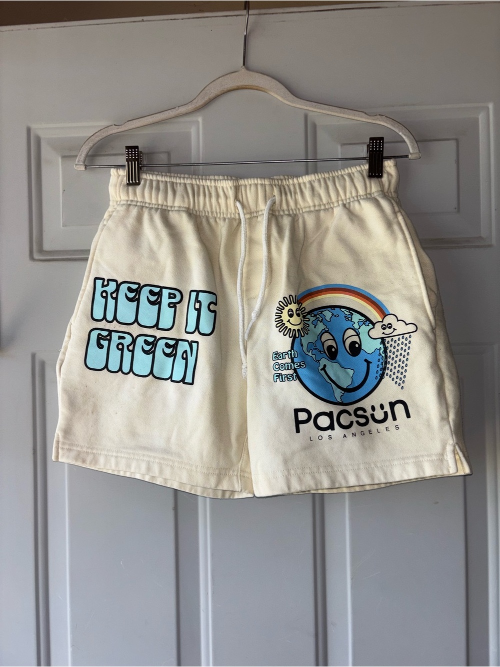PacSun ivory Keep it Green shorts size S